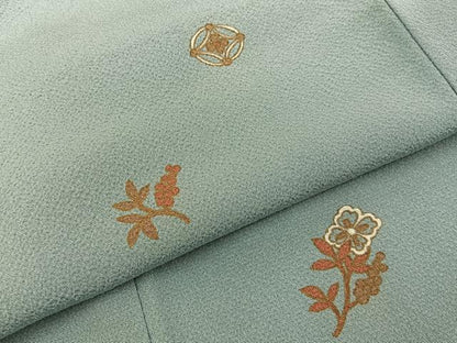 平和屋着物■上質な小紋 七宝花文 金彩 鬼しぼ縮緬 正絹 逸品 BAAW9936hj