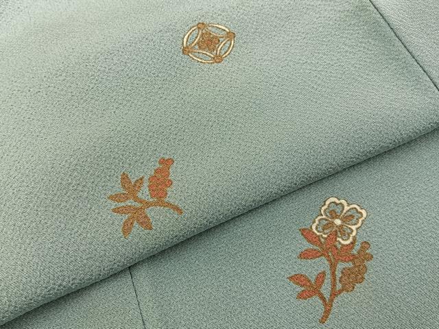 平和屋着物■上質な小紋 七宝花文 金彩 鬼しぼ縮緬 正絹 逸品 BAAW9936hj