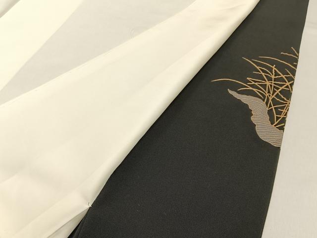 平和屋着物■豪華黒留袖 群鶴地紙花文 金彩 正絹 逸品 BAAW9937hj