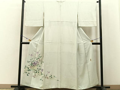 平和屋着物■訪問着　友禅　作家物　草花文　正絹　逸品　BAAW9942hj