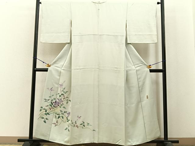 平和屋着物■訪問着　友禅　作家物　草花文　正絹　逸品　BAAW9942hj