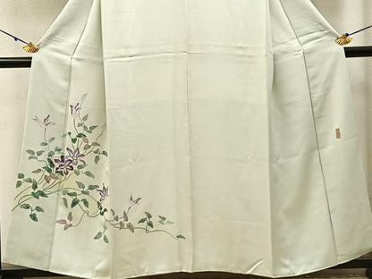 平和屋着物■訪問着　友禅　作家物　草花文　正絹　逸品　BAAW9942hj