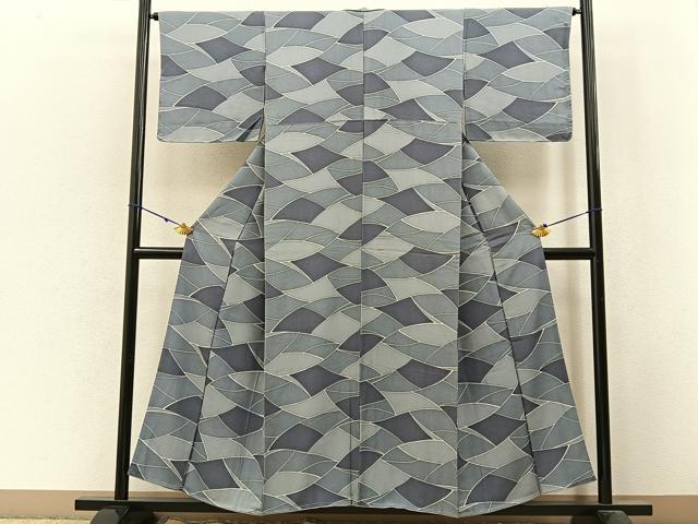 平和屋着物■上質な小紋 幾何学文様 正絹 逸品 BAAW9943hj