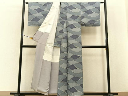 平和屋着物■上質な小紋 幾何学文様 正絹 逸品 BAAW9943hj