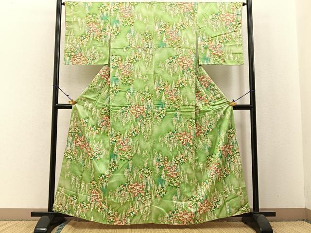 平和屋着物■上質な小紋　樹林花文　暈し染め　正絹　逸品　BAAW9944hj
