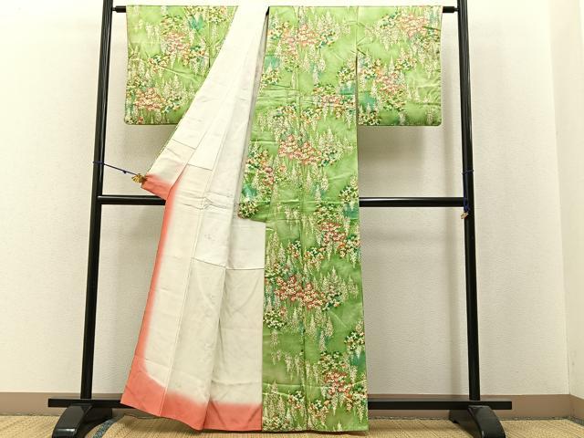 平和屋着物■上質な小紋　樹林花文　暈し染め　正絹　逸品　BAAW9944hj