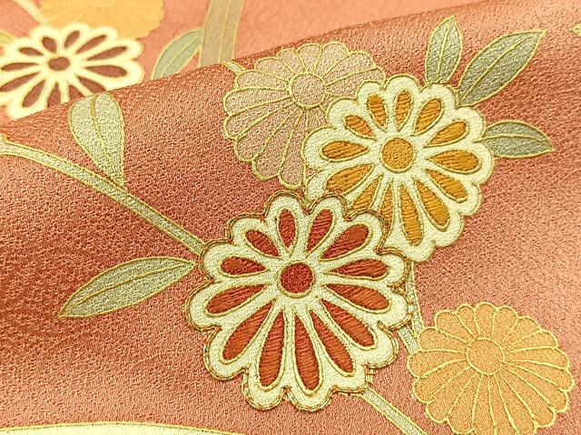 平和屋着物■訪問着 駒刺繍 籠目菊文 暈し染め 金彩 正絹 逸品 BAAW9946hj