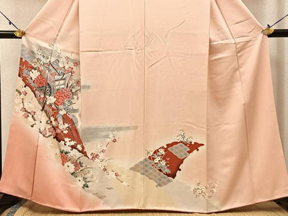平和屋着物■訪問着 御所車草花文 暈し染め 銀彩 正絹 逸品 BAAW9947hj