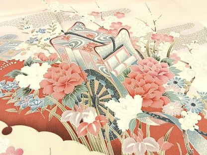 平和屋着物■訪問着 御所車草花文 暈し染め 銀彩 正絹 逸品 BAAW9947hj
