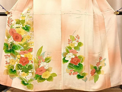 平和屋着物■訪問着 草花文 暈し染め 金彩 正絹 逸品 BAAW9948hj