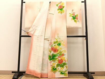 平和屋着物■訪問着 草花文 暈し染め 金彩 正絹 逸品 BAAW9948hj