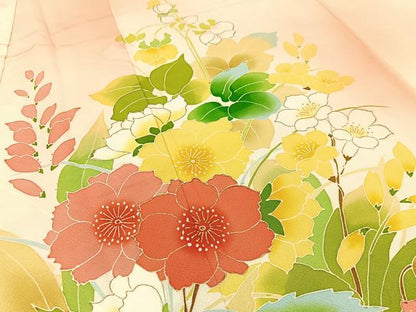 平和屋着物■訪問着 草花文 暈し染め 金彩 正絹 逸品 BAAW9948hj