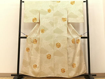 平和屋着物■上質な小紋 絞り 切嵌亀甲吉祥文 正絹 逸品 BAAW9950hj