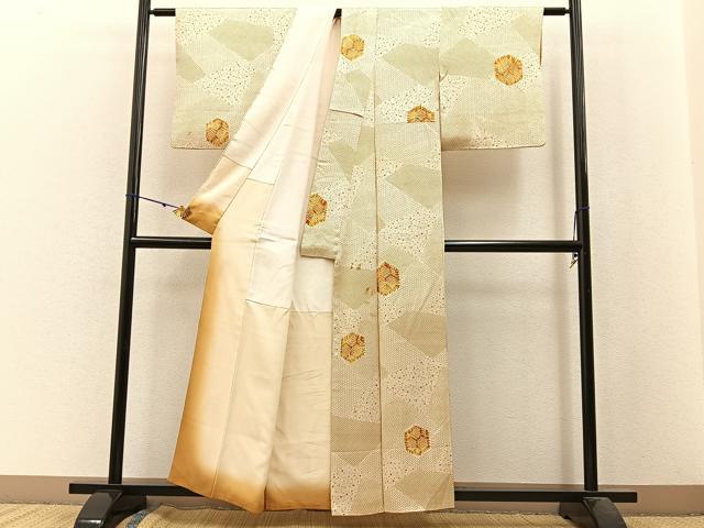 平和屋着物■上質な小紋 絞り 切嵌亀甲吉祥文 正絹 逸品 BAAW9950hj
