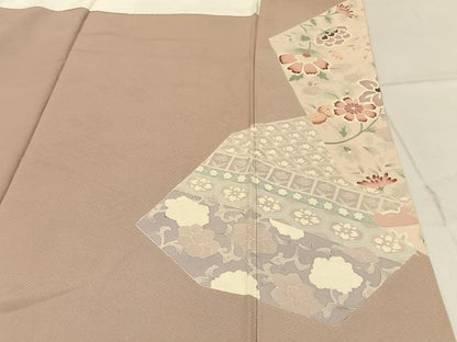 平和屋着物■豪華色留袖 刺繍 切嵌花唐草文 銀糸 正絹 逸品 BAAW9954hj