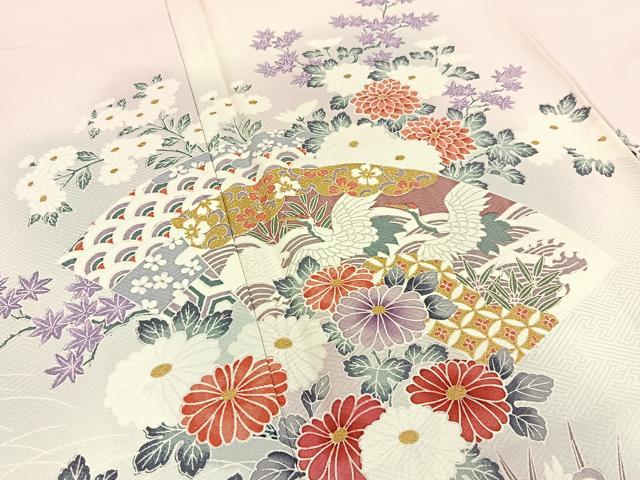 平和屋着物■訪問着 飛鶴地紙花文 暈し染め 金彩 正絹 逸品 BAAW9957hj