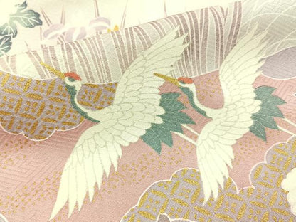 平和屋着物■訪問着 飛鶴地紙花文 暈し染め 金彩 正絹 逸品 BAAW9957hj