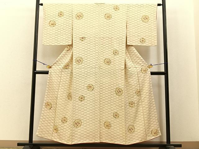 平和屋着物■上質な小紋 花丸文 鬼しぼ縮緬 正絹 逸品 BAAW9960hj