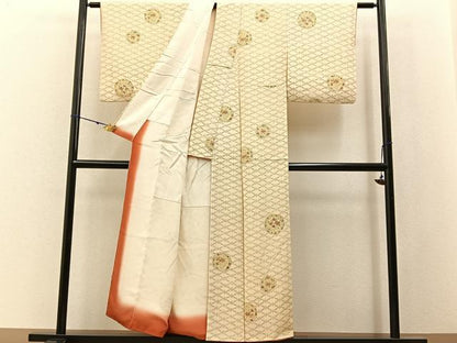 平和屋着物■上質な小紋 花丸文 鬼しぼ縮緬 正絹 逸品 BAAW9960hj