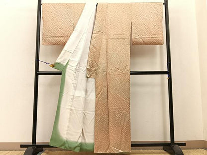 平和屋着物■上質な小紋　絞り　菱文様　暈し染め　正絹　逸品　BAAW9961hj
