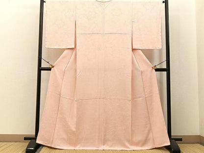 平和屋着物■上質な色無地　椿地紋　薄桜色　正絹　逸品　未使用　BAAW9965hj