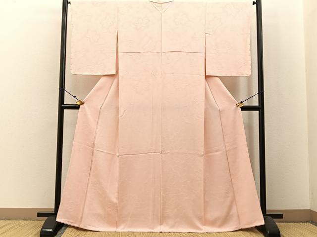 平和屋着物■上質な色無地　椿地紋　薄桜色　正絹　逸品　未使用　BAAW9965hj