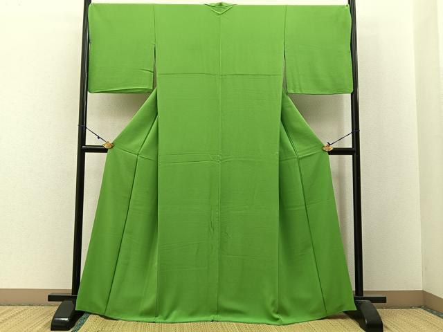 平和屋着物■上質な色無地　薄萌黄色　正絹　逸品　BAAW9971hj