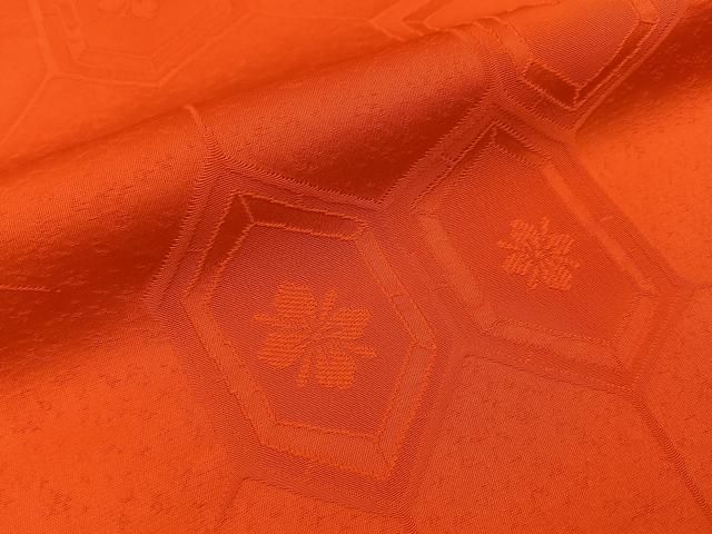 平和屋着物■上質な色無地　亀甲花菱地紋　緋色　正絹　逸品　未使用　BAAW9972hj