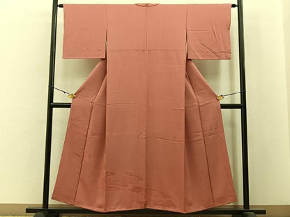 平和屋着物■無地絵羽訪問着 几帳鼓花地紋 退紅色 正絹 逸品 BAAW9973hj