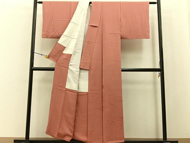 平和屋着物■無地絵羽訪問着 几帳鼓花地紋 退紅色 正絹 逸品 BAAW9973hj