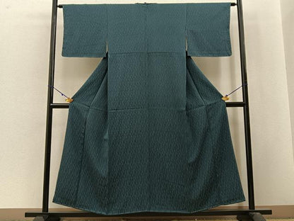 平和屋着物■上質な小紋 よろけ縞 革色 正絹 逸品 未使用 BAAW9976hj