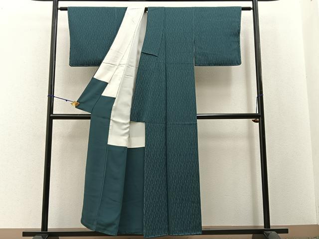 平和屋着物■上質な小紋 よろけ縞 革色 正絹 逸品 未使用 BAAW9976hj