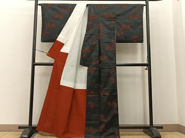 平和屋着物■本場大島紬　7マルキ　菊　正絹　逸品　BAAW9981hj
