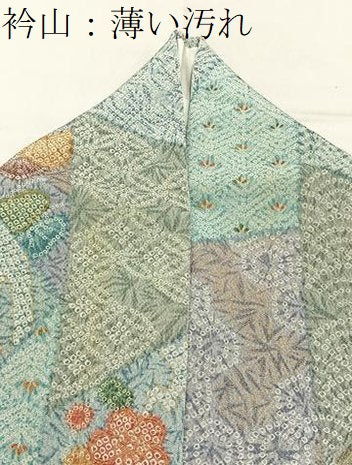 平和屋着物■上質な小紋　鹿の子切嵌花文　金彩　鬼しぼ縮緬　正絹　逸品　BAAW9983hj