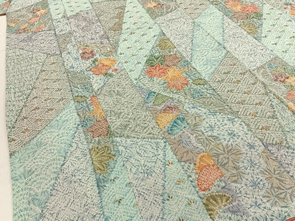 平和屋着物■上質な小紋　鹿の子切嵌花文　金彩　鬼しぼ縮緬　正絹　逸品　BAAW9983hj