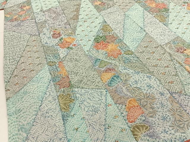 平和屋着物■上質な小紋　鹿の子切嵌花文　金彩　鬼しぼ縮緬　正絹　逸品　BAAW9983hj