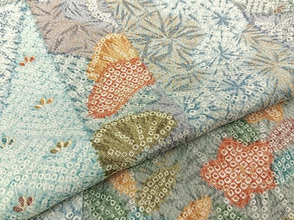 平和屋着物■上質な小紋　鹿の子切嵌花文　金彩　鬼しぼ縮緬　正絹　逸品　BAAW9983hj
