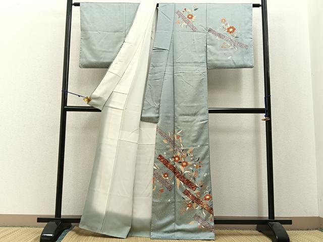 平和屋着物■訪問着　更紗花文　金彩　正絹　逸品　BAAW9984hj