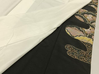平和屋着物■豪華黒留袖　駒刺繍　飛鶴正倉院花文　金彩　正絹　逸品　BAAW9985hj