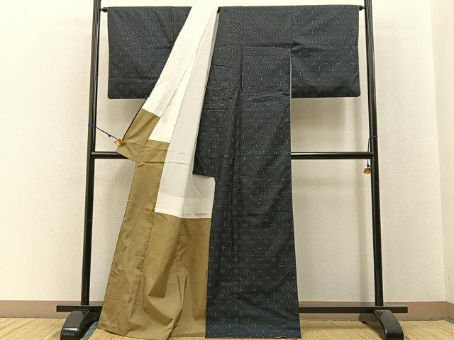 平和屋着物■本場大島紬　変わり麻の葉文様　正絹　逸品　BAAW9986hj