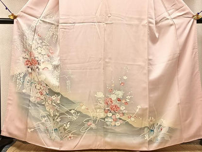 平和屋着物■訪問着　刺繍　花車文　暈し染め　正絹　逸品　BAAW9988hj