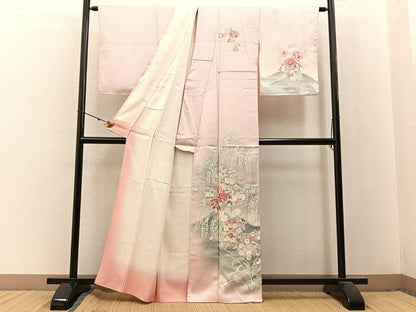 平和屋着物■訪問着　刺繍　花車文　暈し染め　正絹　逸品　BAAW9988hj
