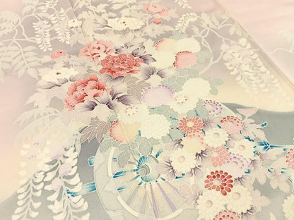 平和屋着物■訪問着　刺繍　花車文　暈し染め　正絹　逸品　BAAW9988hj