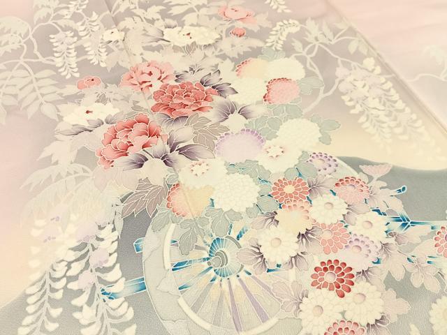 平和屋着物■訪問着　刺繍　花車文　暈し染め　正絹　逸品　BAAW9988hj