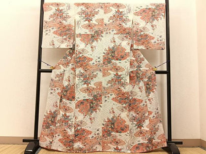 平和屋着物■上質な小紋　御所車花文　金彩　正絹　逸品　BAAW9993hj
