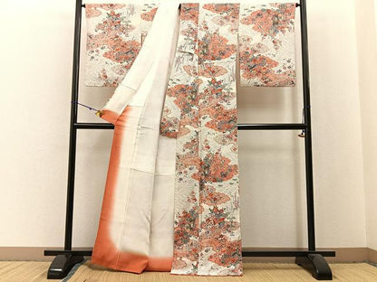 平和屋着物■上質な小紋　御所車花文　金彩　正絹　逸品　BAAW9993hj
