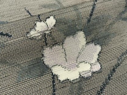 平和屋着物■上質な紬　草花文　正絹　逸品　BAAW9996hj