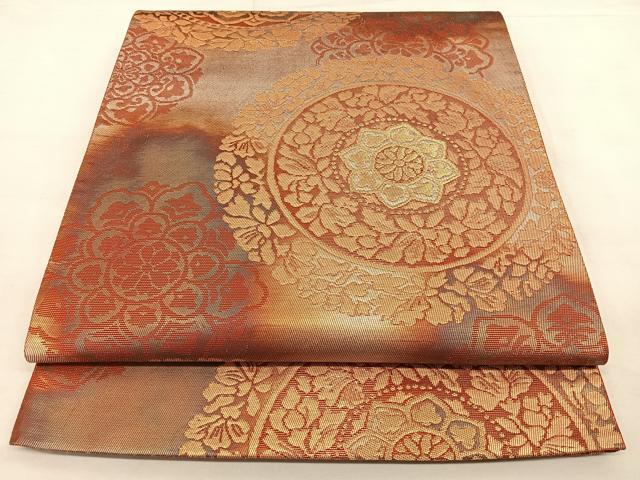 平和屋着物◎西陣　六通柄袋帯　正倉院花文　金糸　正絹　逸品　BAAX0015qw