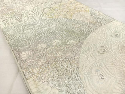 平和屋着物◎六通柄袋帯　唐織　飾花文　銀糸　正絹　逸品　BAAX0019qw