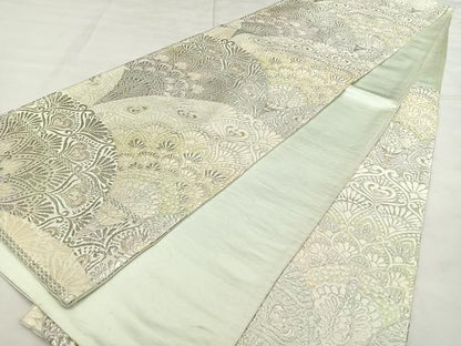 平和屋着物◎六通柄袋帯　唐織　飾花文　銀糸　正絹　逸品　BAAX0019qw